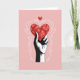 Cartão de Dia dos Namorados com Coração Rosa para 