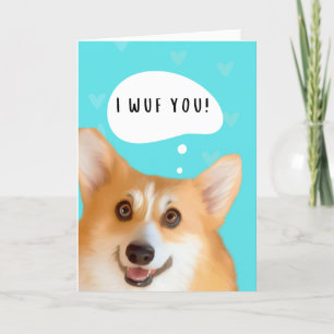 Cartão de Dia dos Namorados Corgi Aqua