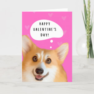 Cartão de Dia dos Namorados Corgi Rosa