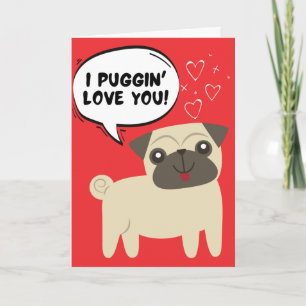 Cartão de Dia dos Namorados de Cachorro Pug Engraç