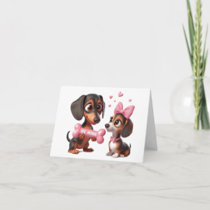 Cartão de Dia dos Namorados de Dachshund Animado