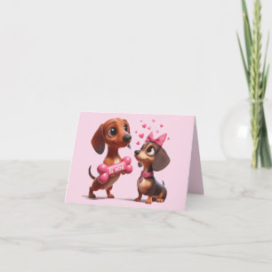 Cartão de Dia dos Namorados de Dachshund Animado