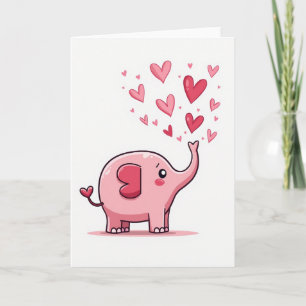 Cartão de Dia dos Namorados de Elefante Rosa