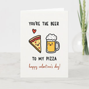 Cartão de Dia dos Namorados de Pizza de Cerveja En