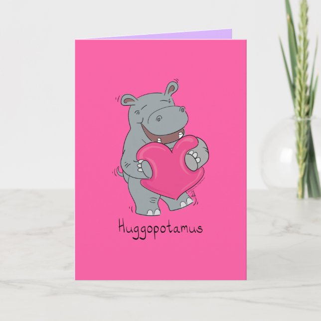 Cartão de Dia dos Namorados do Huggopotamus Hipopó (Frente)