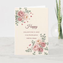 Cartão de Dia dos Namorados Floral Rosa Personaliz