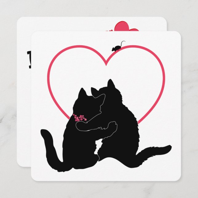 Cartão de Dia dos Namorados Plano Gatos de Beco Pu (Frente/Verso)