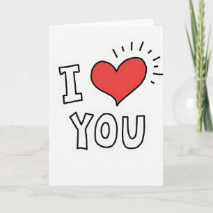 Cartão de Dia dos Namorados Red I Love You Doodle