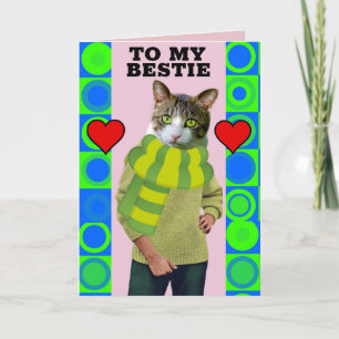 CARTÃO DE DIA DOS NAMORADOS RETRÔ DE GATA BESTIE B
