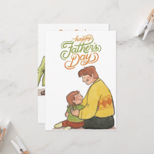 Cartão de Dia dos Pais aquarela para Papai Cu