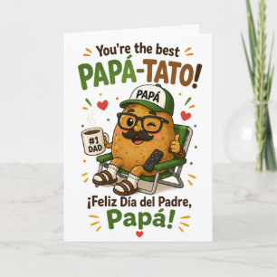 Cartão de Dia dos Pais Bilíngue Papá-Tato Divertid