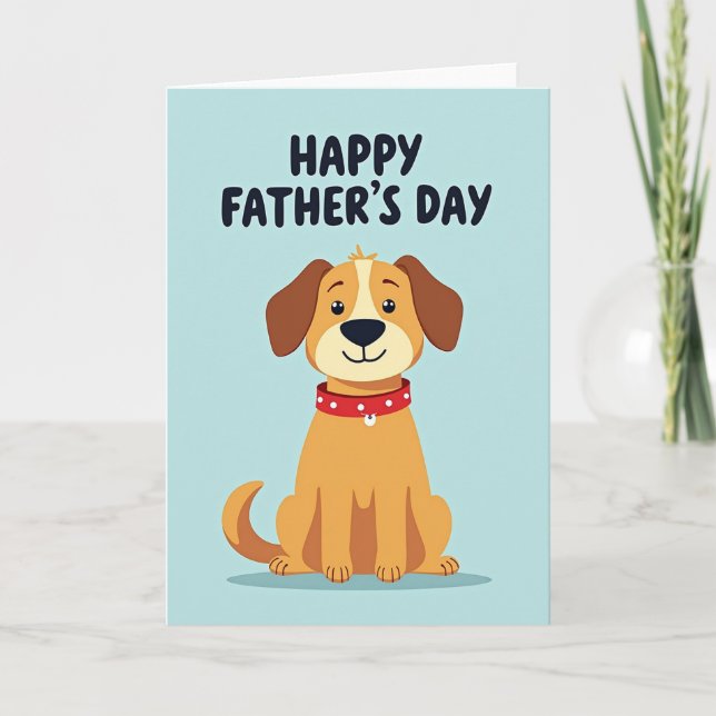 Cartão de Dia dos Pais com Cachorro de Desenho Ani (Frente)