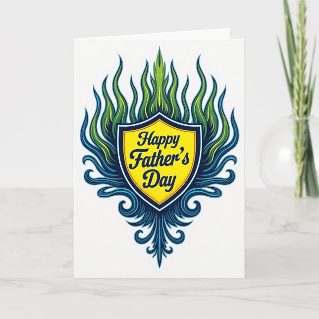 Cartão de Dia dos Pais com Escudo Vibrante (Frente)