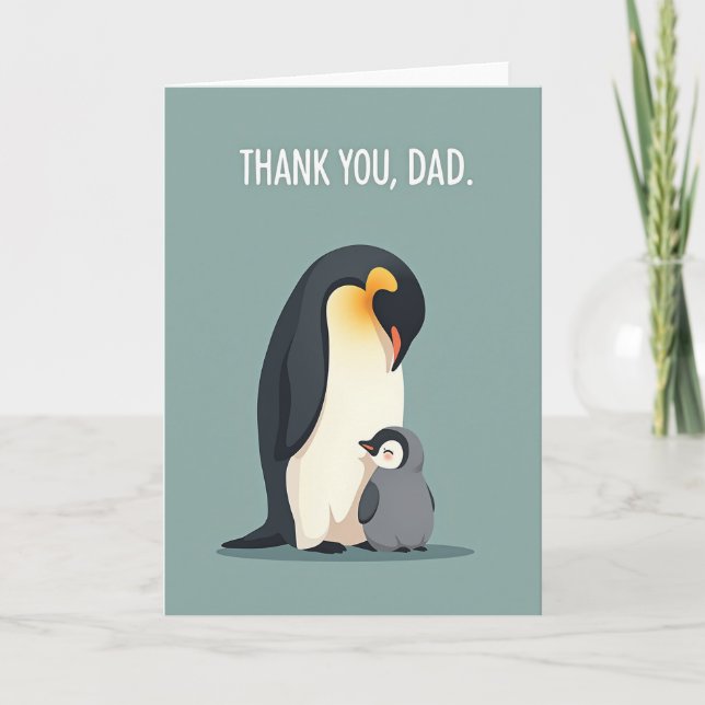 Cartão de Dia dos Pais Floral com Pinguim (Frente)