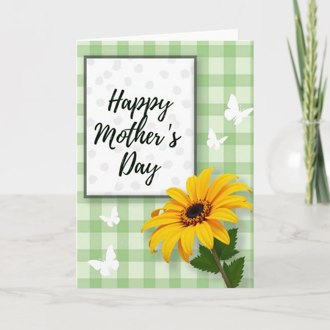 Cartão de dia feliz amarelo e verde (Frente)