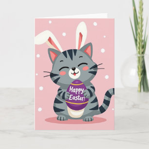 Cartão de Dia Feliz do Gatinho Coelho