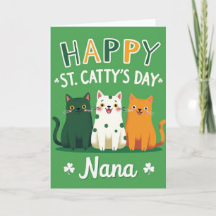Cartão de Dia Feliz dos Gatos Verdes