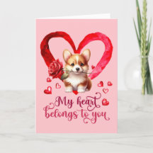 Cartão de Dia Valentine para Pembroke Welsh Corgi