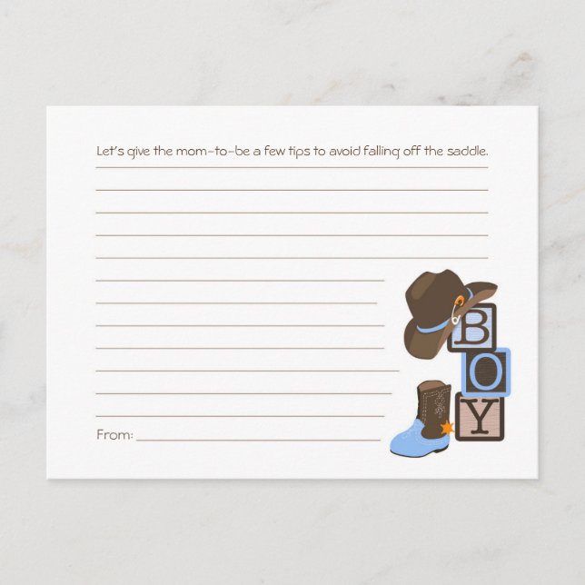 Cartão de Dicas da Mãe do Cowboy Ocidental (Frente)