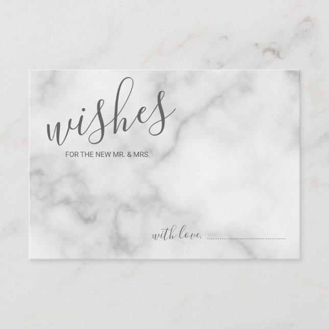 Cartão de Dicas e Desejos de Casamento com Mármore (Frente)