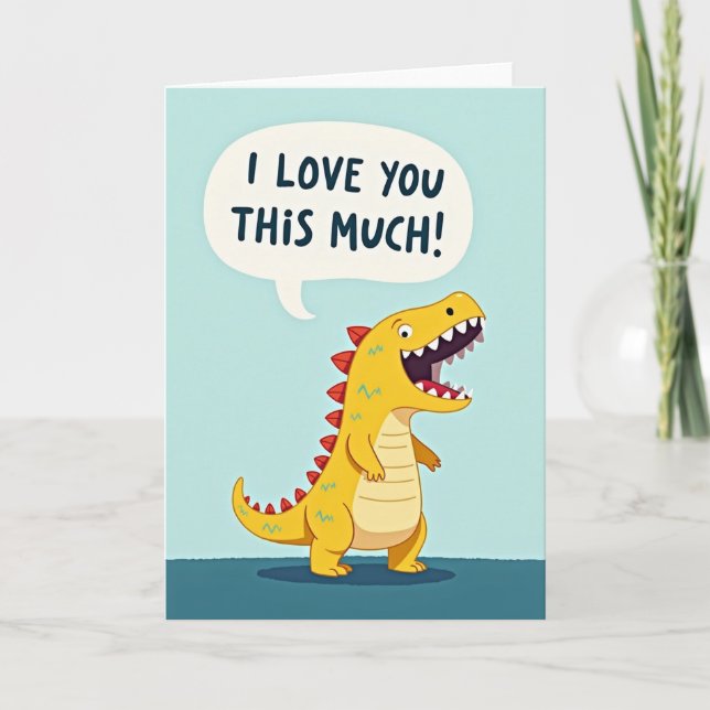 Cartão de Dinossauro 'Eu Te Amo Muito' (Frente)