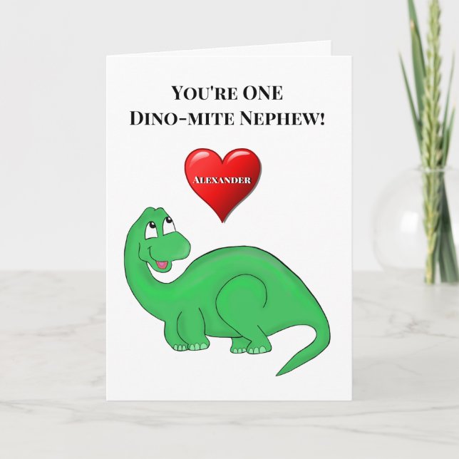 Cartão de Dinossauro para primeiro aniversario Fil (Frente)