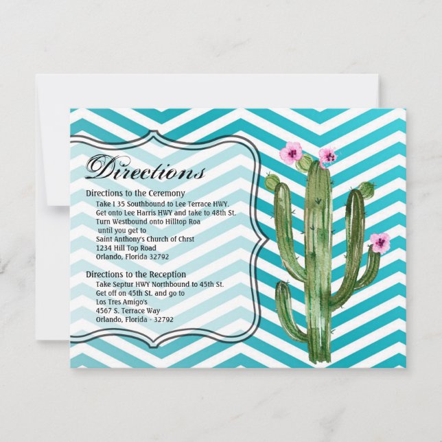 Cartão de Direção 4.25x5.5 Boho Cactos Cactus Succ (Frente)