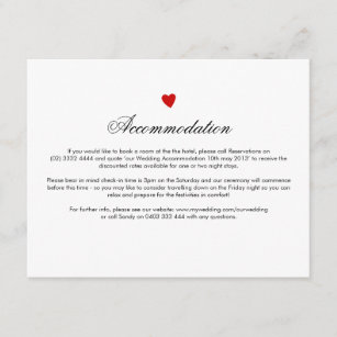 Cartão de Direção de Casamento de Coração Vermelho