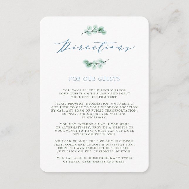 Cartão de Direção de Casamento de Jardim Suculente (Frente)