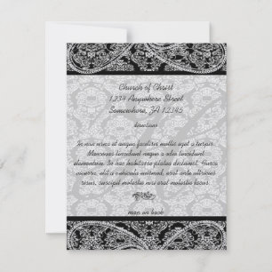 Cartão de Direção de Casamento Monograma Preto Dam