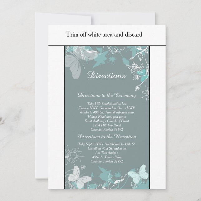 Cartão de Direções Blue Butterfly Spring 3.5x6 (Frente)