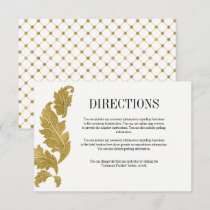 Cartão de Direções de Casamento Classic Gold Crest