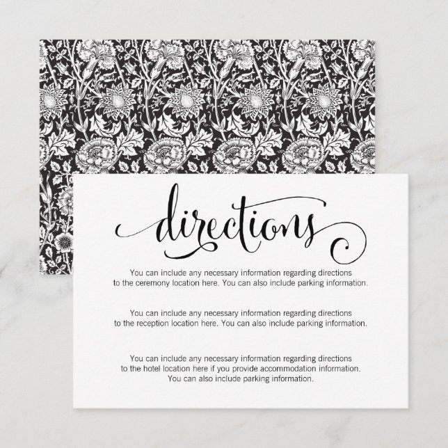 Cartão de Direções de Casamento com Roteiro Modern (Frente/Verso)