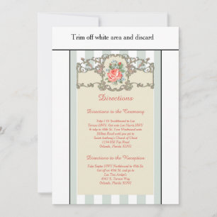 Cartão de Direções de Casamento Vintage Rose Antiq