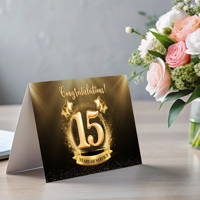 Cartão de Dobra de Aniversário de Etapa de 15 Anos (15 Years Employee Milestone Anniversary Fold Card)
