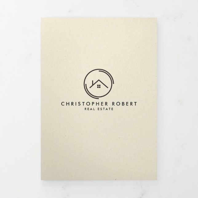 Cartão de dobra do imóvel branco minimalista (Cobrir)