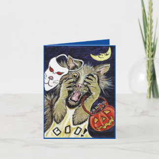 Cartão de Dobragem de Gato Halloween