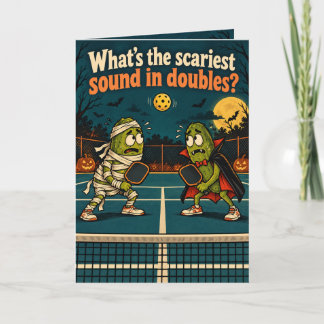Cartão de Duplas de Pickleball de Halloween Engraç