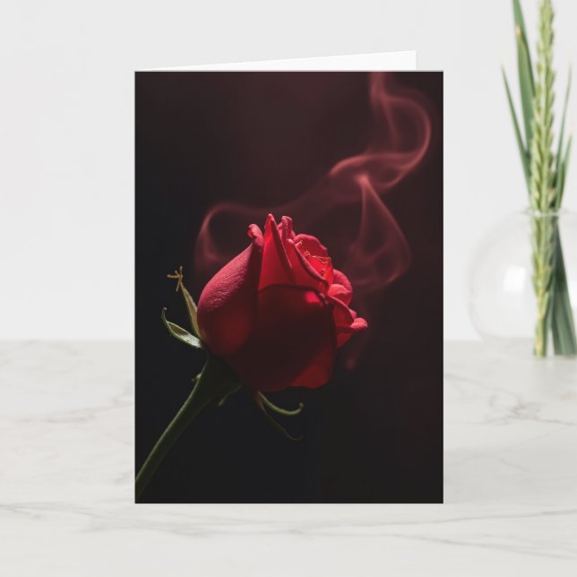 Cartão de Efeito de Fumaça de Rosa Romântica (Frente)