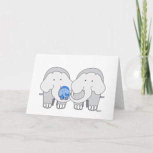 Cartão de Elefante Azul Bebê