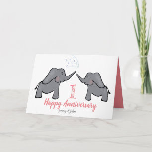 Cartão de elefante bonitinho de aniversário de c