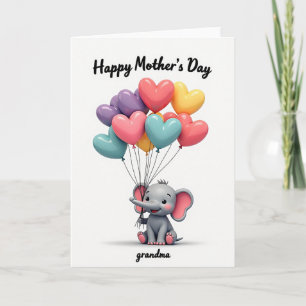 Cartão de Elefante com Balões Pastel