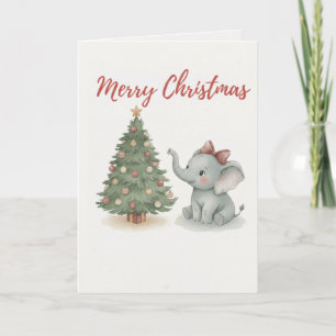 Cartão de Elefante Feliz Natal Elefante Bebê Fofo
