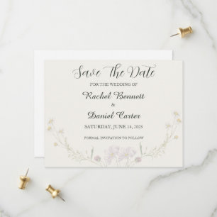 Cartão de Elegante Floral Minimalista de Casamento