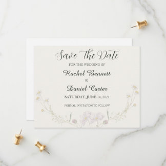 Cartão de Elegante Floral Minimalista de Casamento