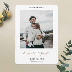 Cartão de Elopemento de Casamento Moderno com Foto