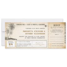 Cartão de Embarque Antigo Convites de Casamento e 