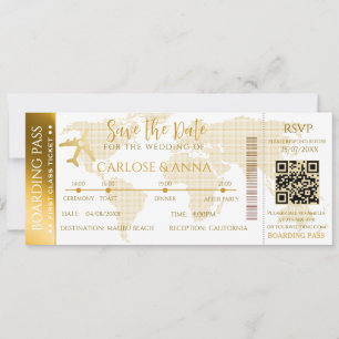 Cartão de Embarque Casamento de Destino código QR