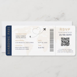 Cartão de Embarque Casamento de Destino QR code Rs