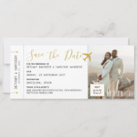 Cartão de Embarque com Foto Convite de Casamento e